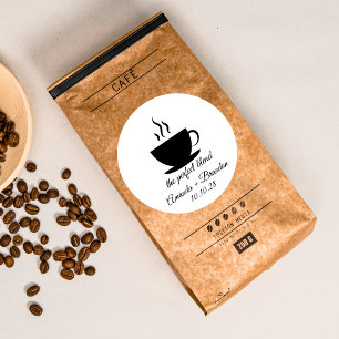 Pegatina Redonda El Boda de café de mezcla perfecto Gracias