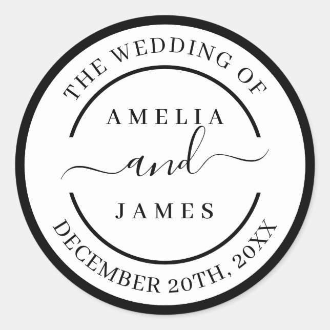 Pegatina Redonda El Boda de la escritura moderna (Anverso)