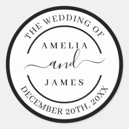 Pegatina Redonda El Boda de la escritura moderna