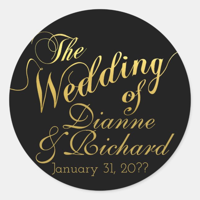 Pegatina Redonda el boda de nuestros nombres (Anverso)