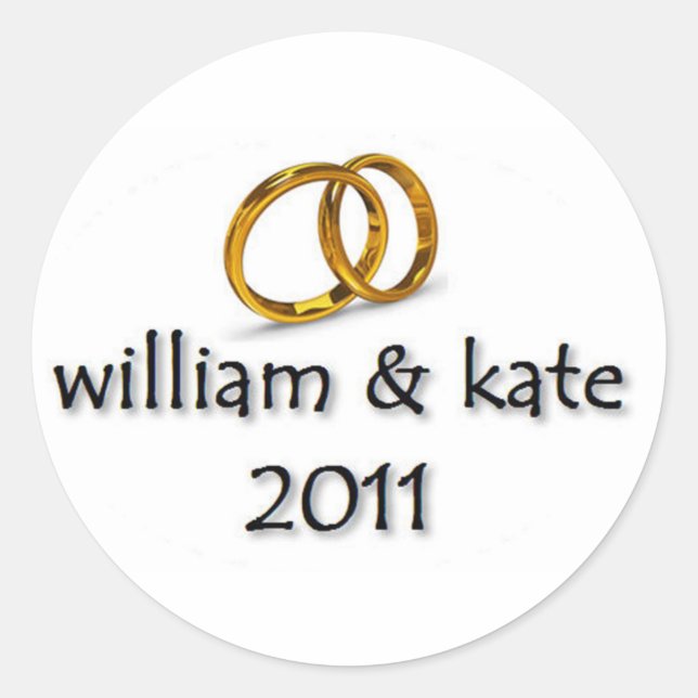 Pegatina Redonda El Boda del príncipe William & Kate (Anverso)