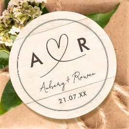 Pegatina Redonda El Boho Neutral Rústico Parecen Corazón Guión Cuto