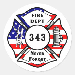 Pegatina Redonda El bombero 9/11 nunca olvida 343