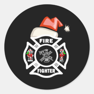 Pegatina Redonda El bombero Santa Claus