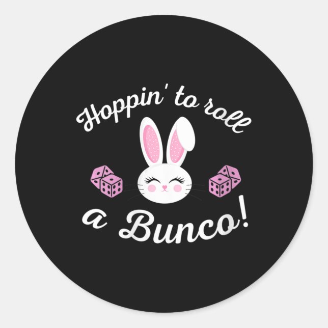 Pegatina Redonda El Bono De Pascua Hoppin Para Rodar Un Bunco Dice  (Anverso)