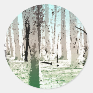 Pegatina Redonda El bosque Birch