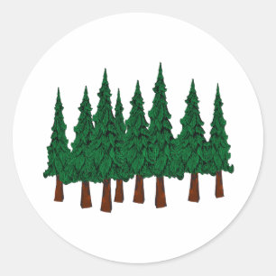Pegatina Redonda El bosque evergreen