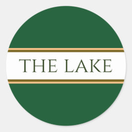 Pegatina Redonda El bosque LAKE Green White Brown Carreras Stripes