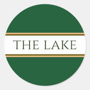 Pegatina Redonda El bosque LAKE Green White Brown Carreras Stripes