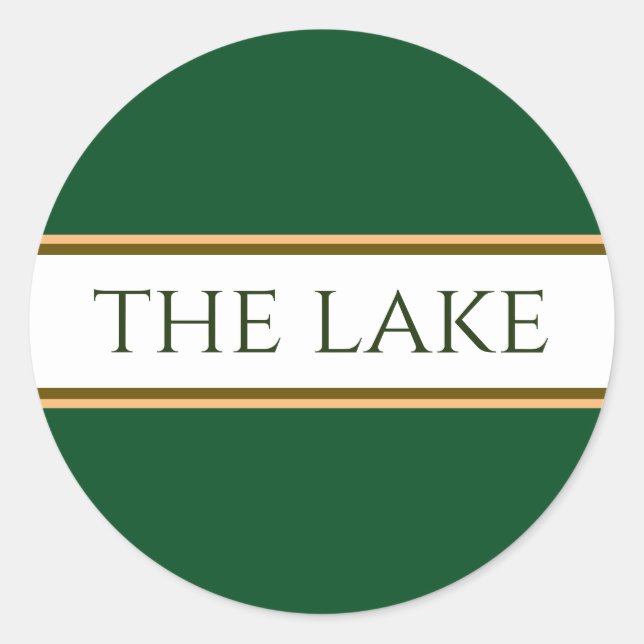 Pegatina Redonda El bosque LAKE Green White Brown Carreras Stripes (Anverso)