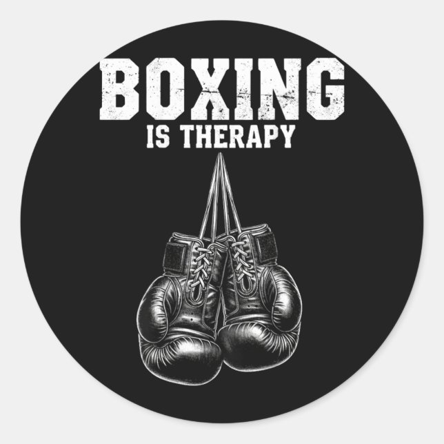 Pegatina Redonda El boxeo es terapia (Anverso)