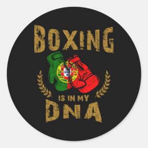 Pegatina Redonda El boxeo está en mis guantes de boxeo con bandera