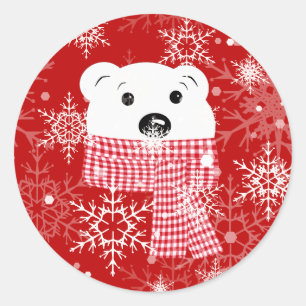 Pegatina Redonda El bozal de un oso polar, Navidades