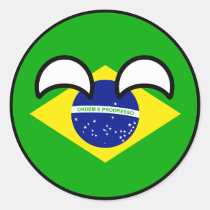 Pegatina Redonda El Brasil Geeky que tiende divertido Countryball
