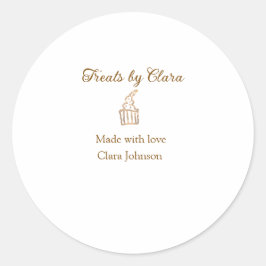 Pegatina Redonda El brillo dorado trata la panadería hecha con el n