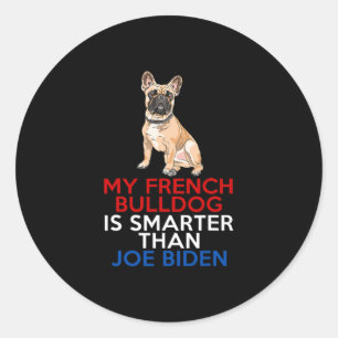 Pegatina Redonda El Bulldog francés es más inteligente que el perro