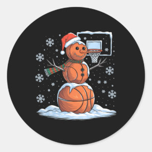 Pegatina Redonda El Bysketll Snowman Player Santa Hat Navidades es 