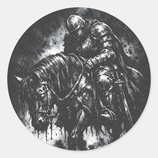 Pegatina Redonda El Caballero Caído por BurnsInHell (Anverso)
