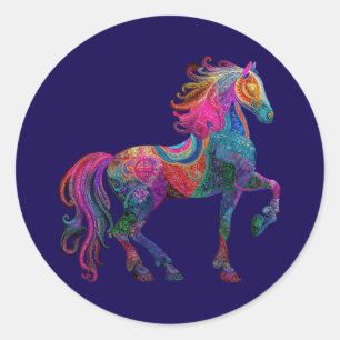 Pegatina Redonda El Caballo Bordado