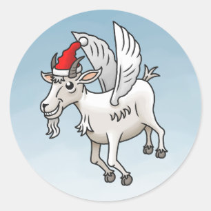 Pegatina Redonda El Caballo de Navidad Volador