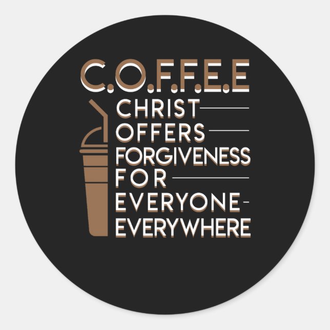 Pegatina Redonda El café cristiano perdón a todos (Anverso)