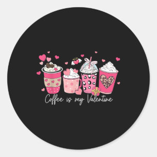Pegatina Redonda El Café Es Mi Corazón De Amor De San Valentín Latt