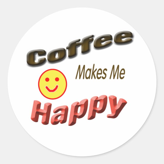 Pegatina Redonda el café me hace feliz (Anverso)
