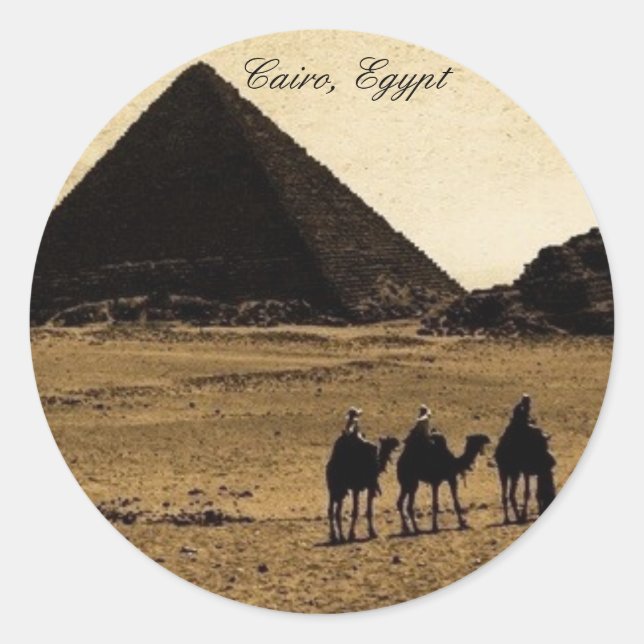 Pegatina Redonda El Cairo, Egipto (Anverso)