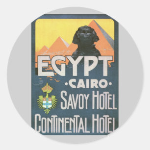 Pegatina Redonda El Cairo Egipto - Viajes de época poster arte