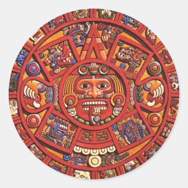 Pegatina Redonda El calendario maya (Anverso)