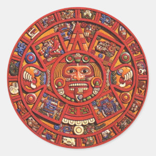 Pegatina Redonda El calendario maya