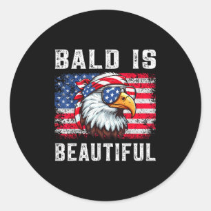 Pegatina Redonda El Calvo Es Bonito Gracioso Eagle Bandana Patrióti