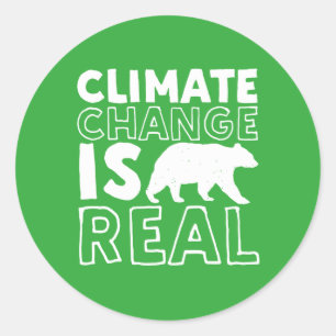 Pegatina Redonda El cambio climático es el verdadero osito polar de