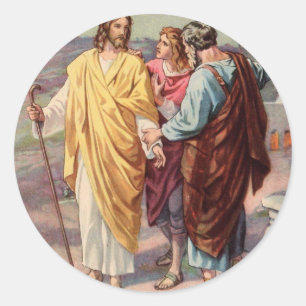 Pegatina Redonda El camino a emmaus
