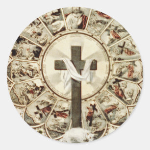 Pegatina Redonda El camino a la Santa Cruz