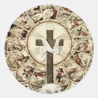 Pegatina Redonda El camino a la Santa Cruz