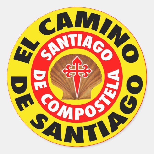 Pegatina Redonda El Camino de Santiago (Anverso)