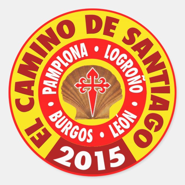 Pegatina Redonda El Camino De Santiago 2015 (Anverso)