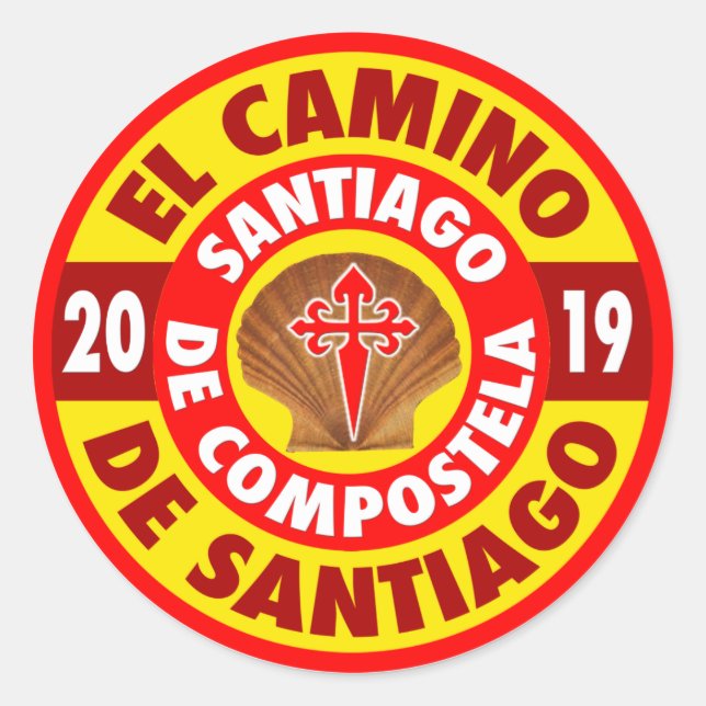 Pegatina Redonda El Camino de Santiago 2019 (Anverso)