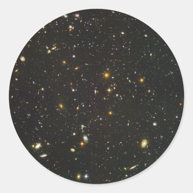 Pegatina Redonda El campo ultraprofundo de Hubble (Anverso)