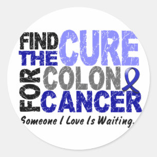 Pegatina Redonda El cáncer de colon ENCUENTRA la CURACIÓN 1