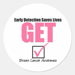 Pegatina Redonda El cáncer de pecho consigue v4 comprobado