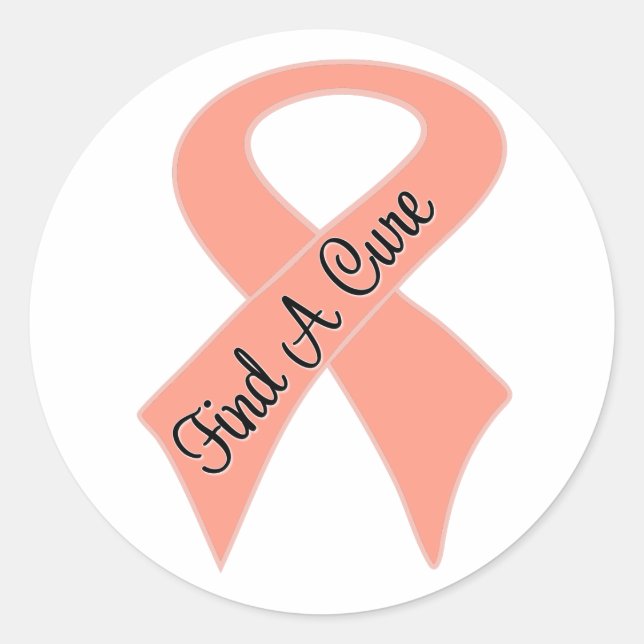 Pegatina Redonda El cáncer endometrial encuentra una cura (Anverso)