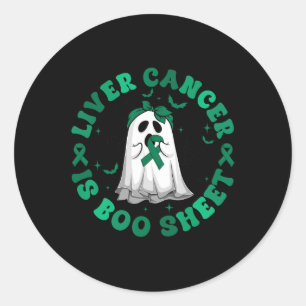 Pegatina Redonda El Cáncer Hepático De Groovy Retro Es Verde Fantas