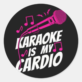 Pegatina Redonda El cantante de karaoke Karaoke es mi cardio