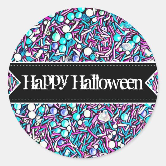 Pegatina Redonda El caramelo del feliz Halloween asperja a los