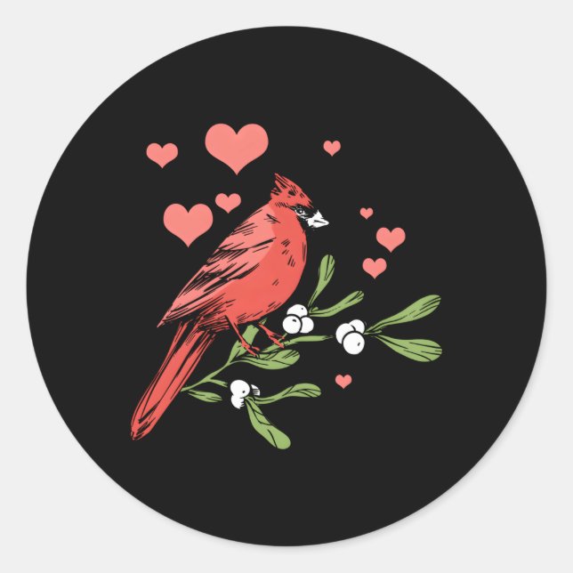 Pegatina Redonda El Cardenal De Bird Bird Watcher Bird Watcher Bird (Anverso)