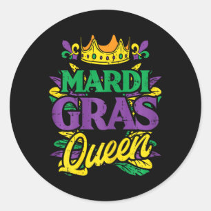 Pegatina Redonda El Carnaval del Mardi Gras de la Reina de la Reina