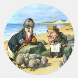 Pegatina Redonda El carpintero y la morsa en el país de las