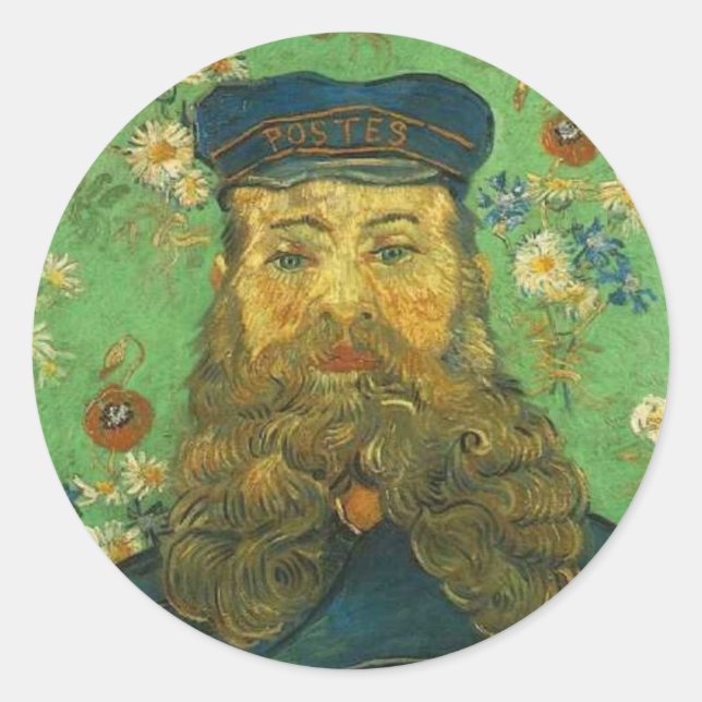 Pegatina Redonda El cartero de Van Gogh (Anverso)